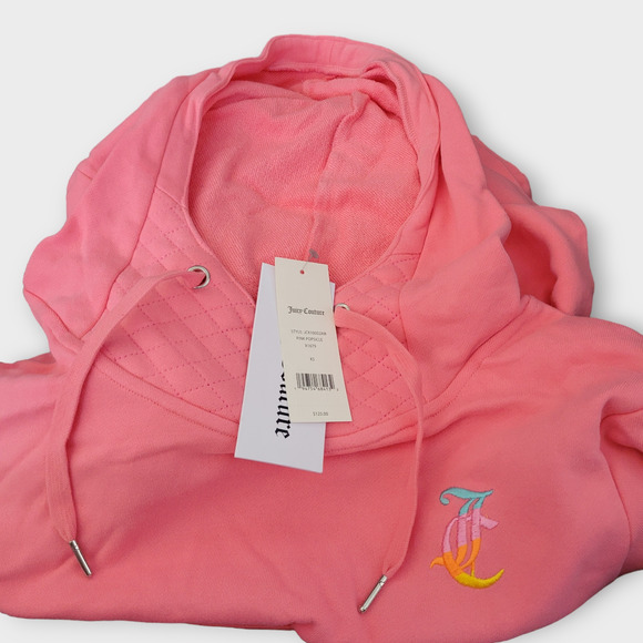 Juicy Couture Pink Popsicle High Neck French Terry Pink Hoodie Women Sz XS - Picture 3 of 8